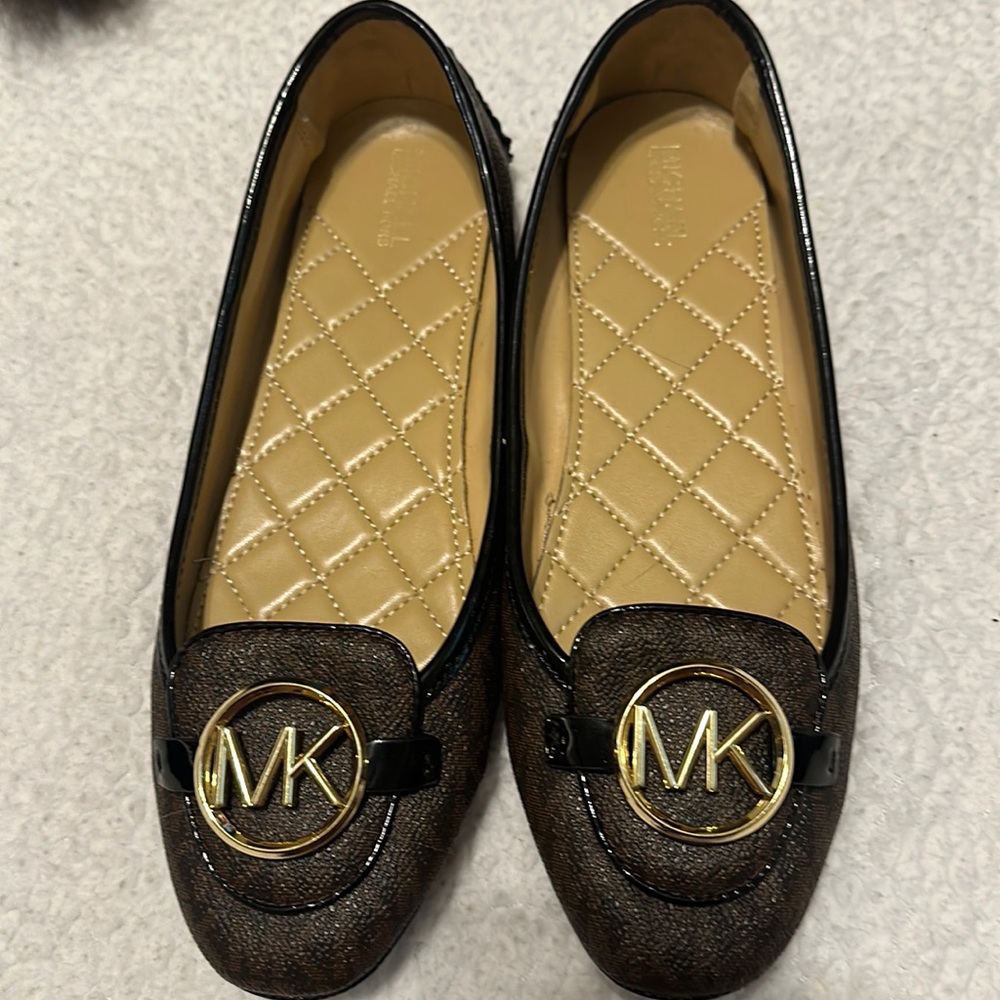 MICHAEL Michael Kors Brown Quilted Insole Logo Flats